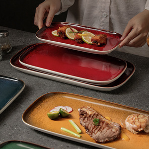 Plato Cuadrado de Cerámica, Creativo, para Restaurante Japonés, Plato para Salmón y Sushi, de Lujo, Apto para <span class=keywords><strong>Microondas</strong></span>, con Diseño Sólido - Product Image 3