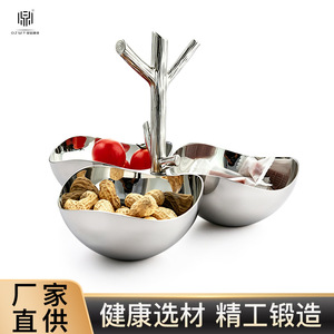 Bandeja en Forma de Rama con Tres Compartimentos, Acero Inoxidable 304 con Acabado Espejo, Almacenamiento de Aperitivos, Decoración para Mesa de Centro, Frutos Secos - Product Image 5