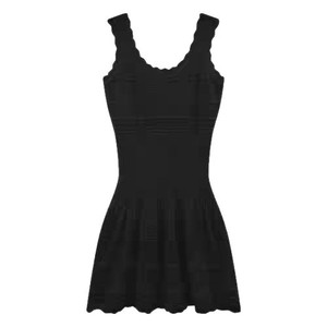 Robe Camisole Princesse Tricotée Unie Évidée <span class=keywords><strong>et</strong></span> Moulante pour <span class=keywords><strong>Femme</strong></span> Printemps/Été, Coupe Courte Amincissante à Manches Courtes - Product Image 5