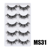 Lot de 5 paires de cils faits à la main, cils blancs givrés, emballage en boîte, cils de vison moelleux de haute qualité