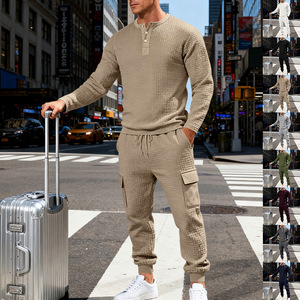 Ensemble de travail rétro pour homme, style américain, ample, épais, à motif texturé, manches longues, collection automne-hiver - Product Image 3