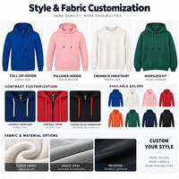 Sweat-shirt à capuche unisexe avec fermeture éclair intégrale, logo personnalisé, 350 GSM, polyester, fabrication OEM, marque privée
