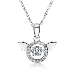 DC43 Fashion 925 perhiasan perak liontin sayap jimat malaikat liontin zirkon pintar untuk Kalung anak perempuan sebagai hadiah - Product Image 1