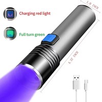 Lampe de poche ultraviolette USB rechargeable torche à lumière UV LED portable lampe de poche noire avec corps de lampe en alliage d'aluminium