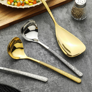 304 Stainless Steel Hammered Serving Spoon <b>Mirror</b> Polished Tableware For Soup And Shared Dishes - Product Image 3