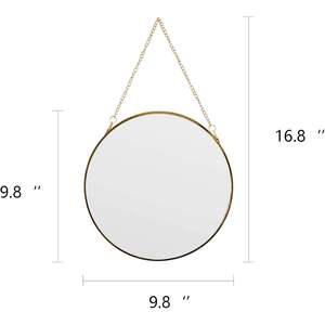 Miroir mural rond moderne de 9,6 pouces avec cadre doré et chaîne de suspension, décoratif pour entrée, couloir, salle de bain - Product Image 3