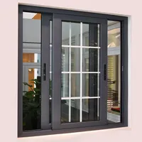 Ventana corredera acristalada para sala de estar, ventanas de marco de aluminio de diseño de tipos de apartamento, con rejilla de vidrio templado doble personalizada