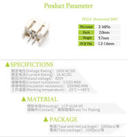 Connecteur femelle horizontale Longwei PH2.0mm à angle droit pour montage en surface (SMT) XH2.54 3A 250V, résistant aux hautes températures, pour applications automobiles