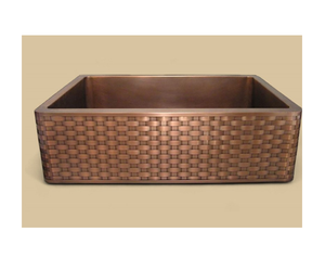 Évier de cuisine en cuivre de style traditionnel, finition antique, fait main, martelé, pour cuisine de ferme - Product Image 1