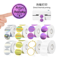 Rollo de Papel Térmico Holográfico Personalizado, Etiqueta Autoadhesiva Multiusos para Empaquetado de Productos, Marca y Logística