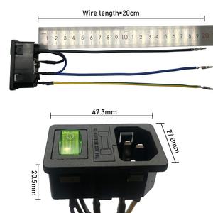 इनलेट मॉड्यूल प्लग 5A फ्यूज स्विच पुरुष पावर सॉकेट 10A 250V 3 पिन IEC320 C14 जुड़ा टर्मिनल Crimps और तारों - Product Image 3