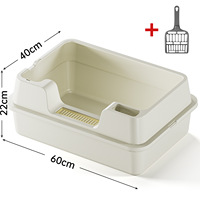Bac à litière semi-fermé intelligent extra-large en PP pour chat, côtés hauts, anti-éclaboussures, design épaissi, style ouvert, pour litière en sable ou bentonite, facile à nettoyer
