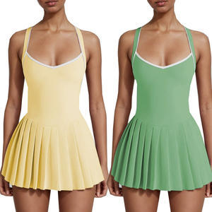 Gaun Tenis Wanita Seksi dengan Logo Kustom, Kerah V Dalam, Tali Silang di Belakang, Saku, untuk Olahraga Pickleball dan Padel - Product Image 1