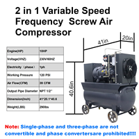 Compresseur d'air à vis monophasé ou triphasé 7.5kW 230V 60Hz débit 40CFM 115PSI expédition deux en un incluse
