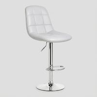 Tabouret de bar moderne JOHOOFURNITURE en cuir PU gris clair, matelassé carré, ergonomique, réglable, avec structure métallique pivotante pour bar à domicile