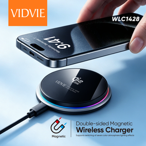 Chargeur sans fil universel pour téléphone portable VIDVIE Qi2 25W Chargeur sans fil magnétique double face avec lumière d'ambiance - Product Image 2