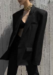 Jas <span class=keywords><strong>Blazer</strong></span> hitam Custom, <span class=keywords><strong>blazer</strong></span> wanita kantor Formal, jas ukuran besar lengan panjang Single Breasted - Product Image 6