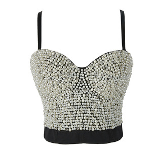 2020 Stock High Quality <strong>Women</strong> Club Wear Fashion Strap Luxury <strong>Sequins</strong> Beaded Sexy Short Vest Crop <strong>Top</strong> - Product Image 1