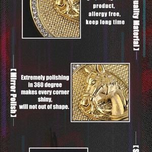 Colgantes de Acero Inoxidable con Diseño de Caballo, Chapados en Oro de 18K, Joyería con Forma de Animal Estilo Hip Hop para Mujeres, Hombres, Unisex, para Fiestas y Ocasiones - Product Image 4