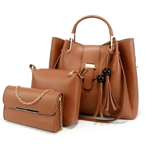 Sac A Main Femme, 3 Stück Pu Leder Einkaufstasche für Designer Berühmte Marken Frauen Luxus Quaste Handtasche Set/