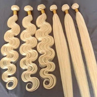 Lot de Cheveux Humains Péruviens Vierges 10A 12A 613 Blond Naturel, Cheveux Remy Bruts, Cuticules Alignées, Tissage Double Trame Faite à la Machine, Vente en Gros
