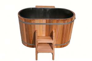 Bak Mandi Air Dingin Premium Cedar Ice Bathtub dengan Pengiriman Lokal, Villa Oval Alcove All in One, Smart WiFi, Filter Terapi untuk Atlet - Product Image 2