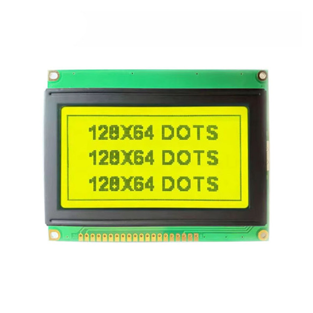 128x64 Dots STN Yellow Green Graphic LCD Display COB Module SBN6400G Driver IC 0-50C Working Temp for Industrial Instruments