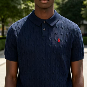 Pull-over Ralf personnalisable avec logo pour <span class=keywords><strong>homme</strong></span>, 100 % coton pur, nouvelle collection printemps-été, anti-boulochage, manches courtes, tricoté, devant Laurla - Product Image 4