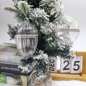 Christmas Ornaments Clear Succulent Style Locket Opening Round Glass Baubles for DIY