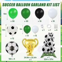 Kit d'arche de ballons de football vert, noir et blanc avec ballon trophée en aluminium pour la décoration de fête d'anniversaire sportive pour garçon