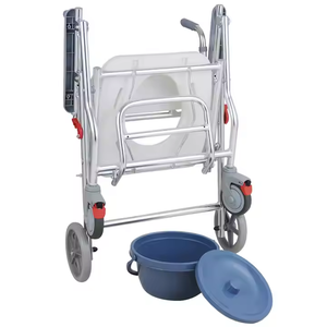 Aluminium Accessible Transport Toilette Fauteuil Roulant <span class=keywords><strong>Commode</strong></span> Étanche Portable Salle De Bains Équipement De Sécurité Robuste Cadre Chaise Roulante - Product Image 5