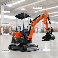 Mini-excavatrice de jardin en gros, 1,2 tonne, moteur Kubota, 1200 kg, CE EPA EURO5, lame de bulldozer avant, attache rapide, livraison gratuite