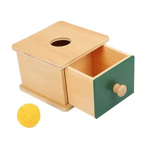 Hoge Kwaliteit Leider Vreugde Houten Educatief Bestseller Baby Speelgoed Montessori 0-3 Imbucare Box W/Gebreide Bal