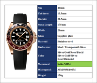 Montre automatique de luxe pour homme, étanche, mécanique, avec logo personnalisé, acier inoxydable, mouvement GMT NH34