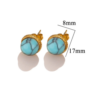 Multi Color Natural Stone 18K Gold Plated PVD Stainless Steel <b>Stud</b> <b>Earrings</b> for Women | Hypoallergenic, Non-Fading & Waterproof - Product Image 6