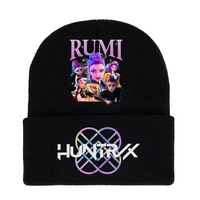 Gorro de Punto con Estampado de KPop Demon Hunters, Forrado de Felpa, Cálido para Invierno, para Mujer, Estilo Anime, Informal