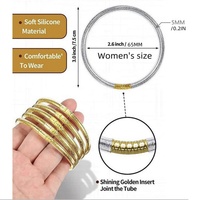 Lot de 9 bracelets jonc bouddhistes en silicone gelée scintillante, bijoux légers pour femmes et jeunes filles