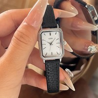 Reloj de Cuarzo con Esfera Cuadrada de Moda, Caja de Aleación, Resistente al Agua 30M, Pantalla de Agujas, Vintage con Incrustaciones de Diamantes, Elegante para Mujer