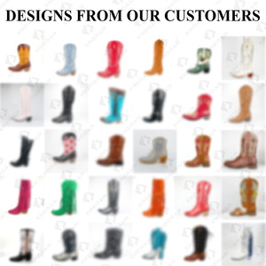 Bottes de cowboy pour hommes Xinzirain en cuir d'autruche personnalisées, à bout pointu, à talon empilé, avec sangle tressée brodée géométriquement et cloutées - Product Image 4