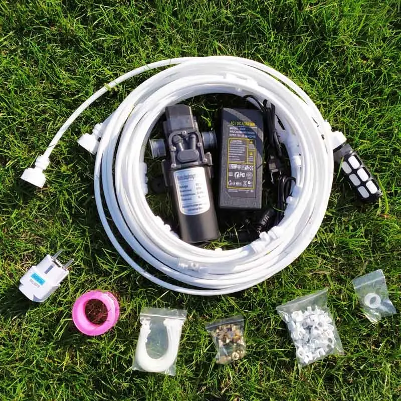 E-18th 9M Water Mist Spray Electric Diaphragm Pump Kit Misting System Automatic Water Pump SprayerとBrass NozzlesためGarden