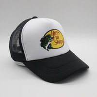 Venta al por mayor de bajo precio personalizado de espuma gorras de conductor de camión, sombrilla de 5 paneles tapas de rejilla, superventas Fish logo gorras de conductor Snapback