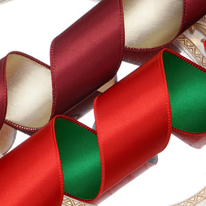 Pita Satin Poliester 63mm 10 yard Gulungan, Pita Dua Sisi dengan Tepi Kawat untuk Dekorasi Kemasan dan Kotak Hadiah Natal - Product Image 2