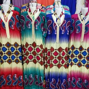 Fornitore cinese Abaya musulmano abbigliamento africano Abaya stampato colorato