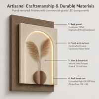 Décoration Murale Lumineuse 3D en Relief Style Nordique Wabi Sabi avec Arche d'Herbe de la Pampa pour Salon et Chambre à Coucher, Livraison Directe OEM