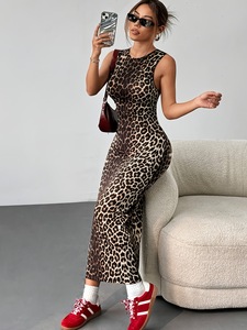 Abito Estivo da <span class=keywords><strong>Donna</strong></span> Stile Europeo-Americano, Nuovo Modello Aderente con Vita Alta, Vintage con Stampa Leopardata Sexy - Product Image 6