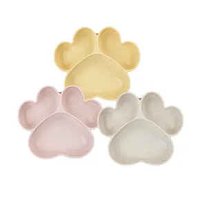 3 Pack Bear Claw Soft Silicone Plates Sets Divided Suction Plate Dining Dish Feeding For Baby 6 Months