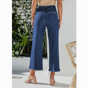 Sidefeel, pantalones vaqueros de pierna recta de cintura alta para mujer, pantalones vaqueros holgados abotonados con piernas anchas y bolsillos, talla ASIN B0D1QZD3YX - Product Image 1