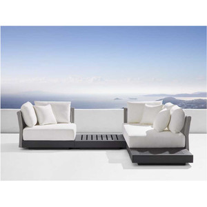 Sofá Seccional de Aluminio con Recubrimiento de Polvo Negro, Sofás de Jardín, Juego de Muebles de Exterior con Cuerda Tejida - Product Image 4