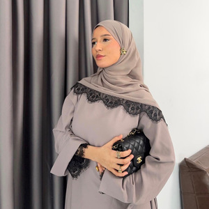 Ensemble Abaya Dubaï en dentelle 2 pièces, vêtements islamiques, Abaya Nida modeste, <span class=keywords><strong>robe</strong></span> musulmane <span class=keywords><strong>pour</strong></span> femme avec <span class=keywords><strong>hijab</strong></span> assorti, <span class=keywords><strong>pour</strong></span> <span class=keywords><strong>mariage</strong></span> et fête - Product Image 3