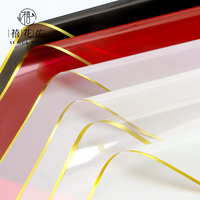 Papier d'emballage pour fleurs Xihuanong Gold Ion, bordure dorée, semi-transparent, DIY, fait main, pour boutique de fleurs